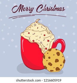 Hand drawn Christmas card. Merry Christmas and New Year typography. Cute holidays greeting card, invitation, poster and templates. Vector illustration.