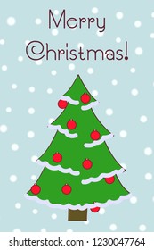 Hand drawn Christmas card. Merry Christmas and New Year typography. Cute holidays greeting card, invitation, poster and templates. Vector illustration.