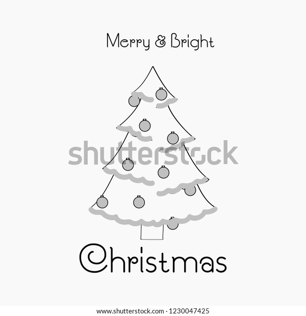 Hand drawn\
Christmas card. Merry Christmas and New Year typography. Cute\
holidays greeting card, invitation, poster and templates. Black and\
white Christmas card. Vector\
illustration.