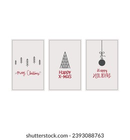 Hand Drawn Christmas Card Set Vector Design.