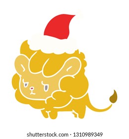 hand drawn christmas cartoon of kawaii lion