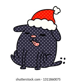 hand drawn christmas cartoon of kawaii dog