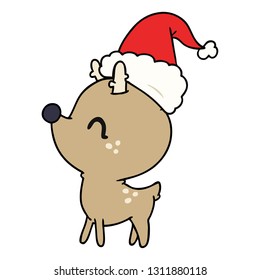 hand drawn christmas cartoon of kawaii deer