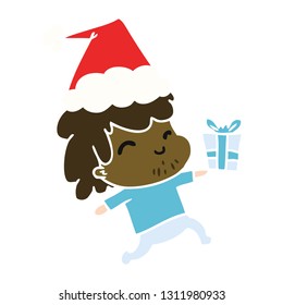 hand drawn christmas cartoon of kawaii boy