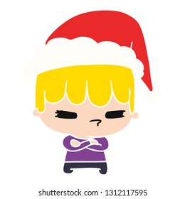 hand drawn christmas cartoon of kawaii boy
