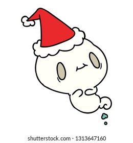 hand drawn christmas cartoon of kawaii ghost