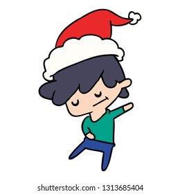 hand drawn christmas cartoon of kawaii boy