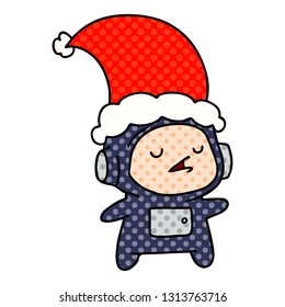hand drawn christmas cartoon of kawaii astronaut