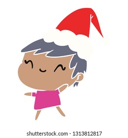 hand drawn christmas cartoon of kawaii girl