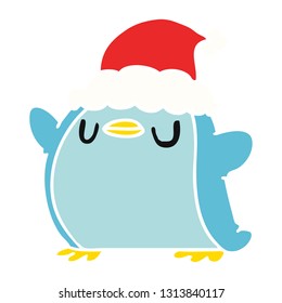 hand drawn christmas cartoon of kawaii penguin