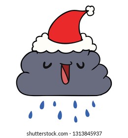 hand drawn christmas cartoon  kawaii rain cloud