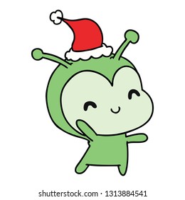hand drawn christmas cartoon of kawaii alien