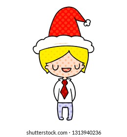 hand drawn christmas cartoon of kawaii boy