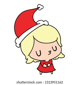 hand drawn christmas cartoon of kawaii girl