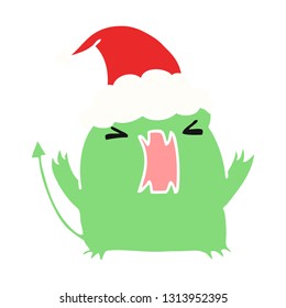 hand drawn christmas cartoon of kawaii devil