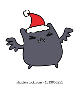 hand drawn christmas cartoon of kawaii bat
