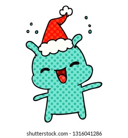 hand drawn christmas cartoon of kawaii alien