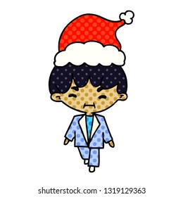 hand drawn christmas cartoon of kawaii boy