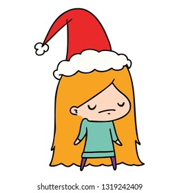 hand drawn christmas cartoon of kawaii girl