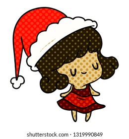 hand drawn christmas cartoon of kawaii girl