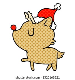 hand drawn christmas cartoon of kawaii deer