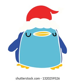 hand drawn christmas cartoon of kawaii penguin