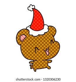 hand drawn christmas cartoon of kawaii bear