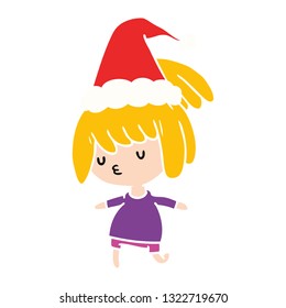 hand drawn christmas cartoon of kawaii girl
