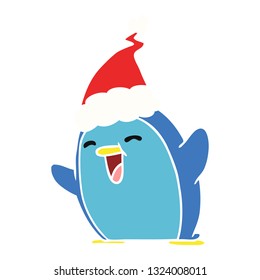 hand drawn christmas cartoon of kawaii penguin