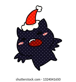 hand drawn christmas cartoon of kawaii bat