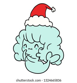 hand drawn christmas cartoon of kawaii ghost