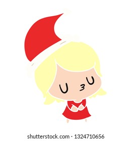 hand drawn christmas cartoon of kawaii girl