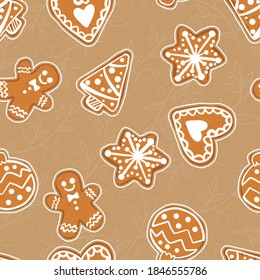 Hand drawn  christmas cookies pattern  for xmas holiday . Christmas background for wrapping paper, kids wear and more