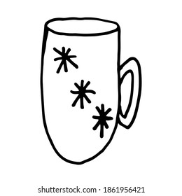 Hand drawn Christmas cup. Vector illustration isolated on white background. Festive New Year decoration