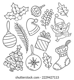 Hand drawn christmas decoration element collection
