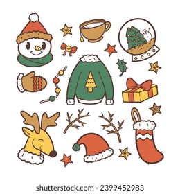 Hand drawn christmas decoration element set