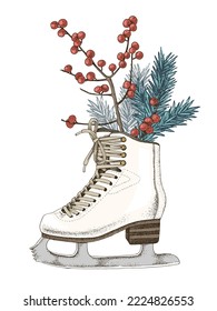 Hand drawn Christmas decoration with skates.