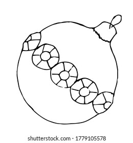 Hand drawn Christmas decorations isolated on a white background.