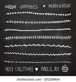 Hand Drawn Christmas Decorative Elements, Doodles and Borders