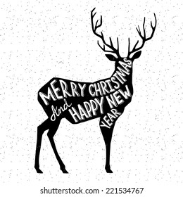 Hand drawn Christmas deer illustration
