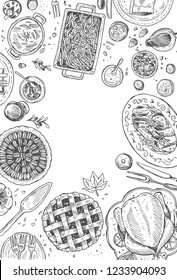 Hand drawn Christmas dinner, Vector Illustration