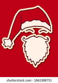 Hand drawn Christmas doodle design element. Winter holidays greeting card item isolated over red background. Vector illustration.