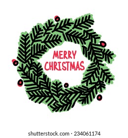 Hand drawn Christmas doodle wreath