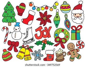 Hand Drawn Christmas Doodles Icons and Elements
