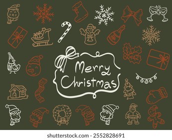 Hand drawn christmas doodles Set Of Christmas Decoration