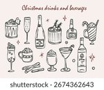 Hand drawn Christmas drinks and beverages