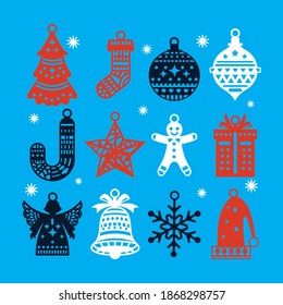 Colección de elementos de navidad dibujada a mano