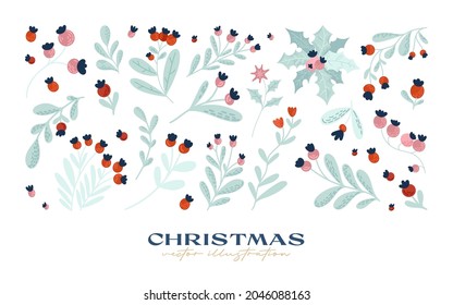 Hand drawn christmas element collection