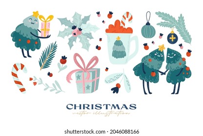 Hand drawn christmas element collection