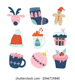 Hand drawn christmas element collection